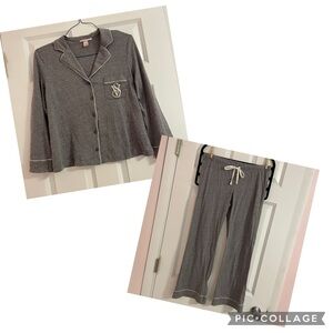 NWOT Gray button up women’s pajama set, Victoria’s Secret, medium short